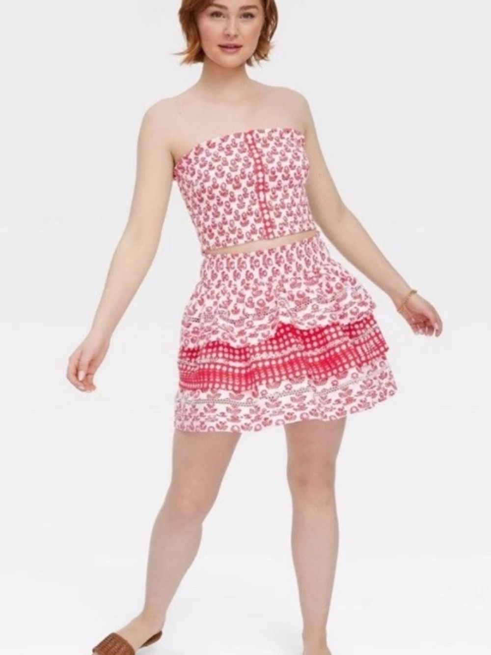 Roller Rabbit x Target floral tiered  skirt and matching tank top set small NWT
